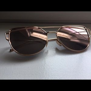 Mirrored gold & pink cat eye sunglasses with case