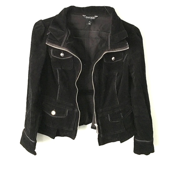 White/Black corduroy zip up jacket