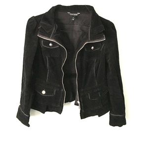 White/Black corduroy zip up jacket