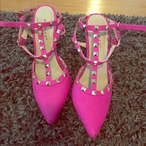 Rockstud pointed toe slingbacks