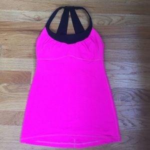 Hot pink and Black Lululemon tank