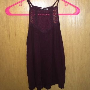 Maroon high neck tank