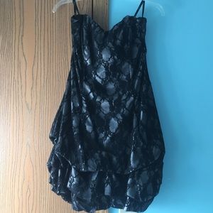 Black and Gray Lace Homecoming Dress