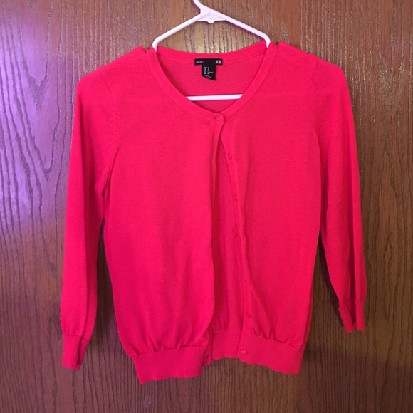 Hot pink quarter sleeve cardigan