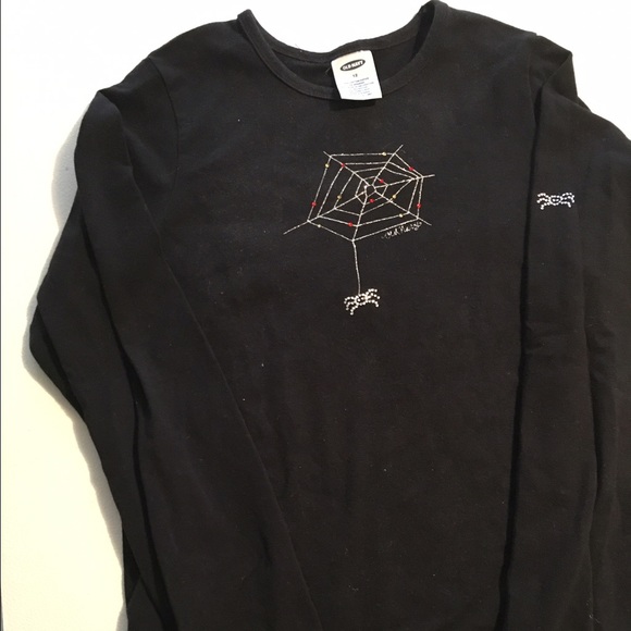 Girls Old Navy Halloween spider black ls top Sz 12