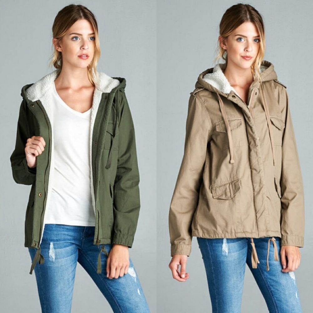 RESTOCKED! ✨ OLIVE FUR LINED MILITARY JACKET ⛈❄️ - Picture 2 of 7