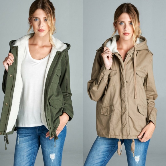 Jackets & Blazers - RESTOCKED! ✨ OLIVE FUR LINED MILITARY JACKET ⛈❄️