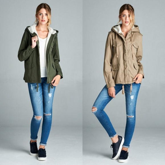 RESTOCKED! ✨ OLIVE FUR LINED MILITARY JACKET ⛈❄️ - Picture 3 of 7