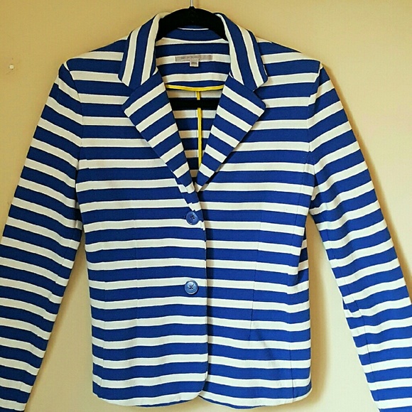 GAP XS BLUE & WHITE STRIPED COTTON BLAZER JACKET - Picture 3 of 3