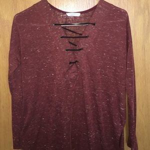 3/4 sleeve maroon top