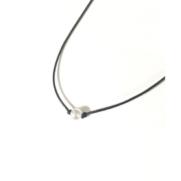 Leather pearl necklace boho suede water fresh
