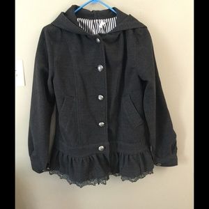 Cute gray jacket with bottom ruffle - size large