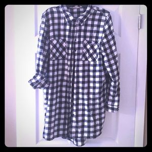 Flannel tunic style plaid shirt