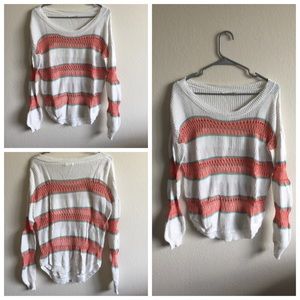 White Stripe Knit Sweater