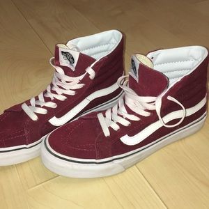Maroon high top vans