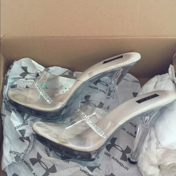 Tall clear heels with rhinestones size 8