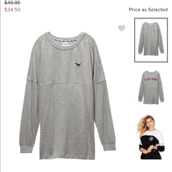 Pink Varsity Crew Gray sweatshirt