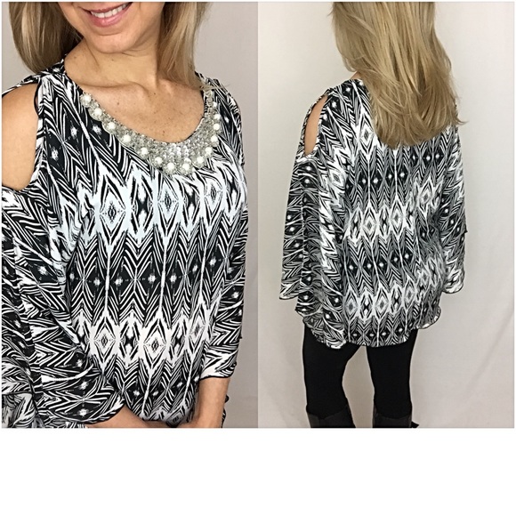 Stunning Bling Bell Flutter Sleeve Blouse Tunic SM - Picture 3 of 8