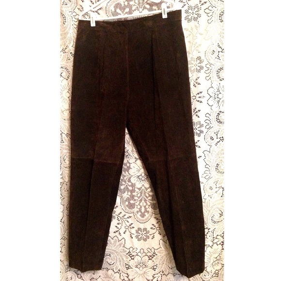 Vintage Brown Suede Pants Leather 16 - Picture 2 of 5