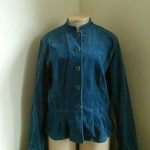 Blue Corduroy Peplum Blazer light coat jacket
