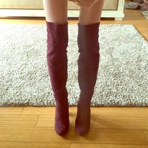 Wine, Over-Knee Boots