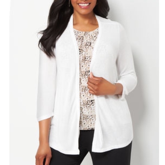 Plus Size White Cardigan - Picture 2 of 2