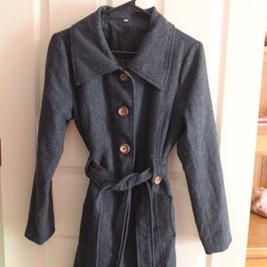 Pink Blush maternity navy wool coat