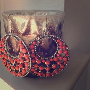 Beaded Open Hoop Earrings