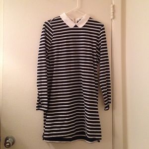 Striped mini dress with Peter Pan collar