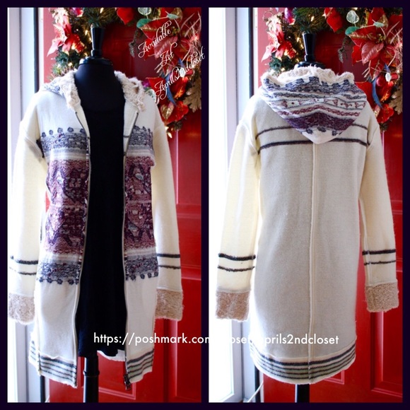 FREE PEOPLE NORDIC HOODED LINED CARDIGAN COAT - Picture 4 of 8