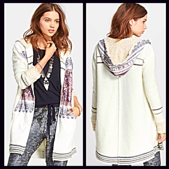 FREE PEOPLE NORDIC HOODED LINED CARDIGAN COAT - Picture 2 of 8