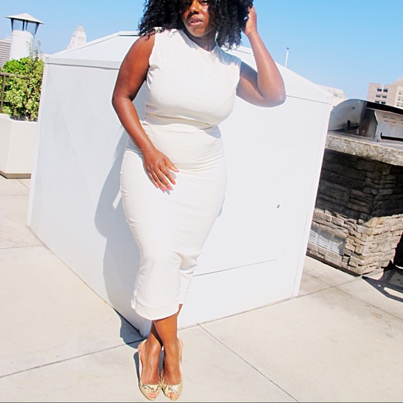 Ivory Midi Cotton Jersey Pencil Skirt - Picture 2 of 4