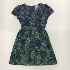 Mimi Chica Dresses - Purple & Green Floral Short Sleeve Dress Mimi Chica Dresses - Purple & Green Floral Short Sleeve Dress