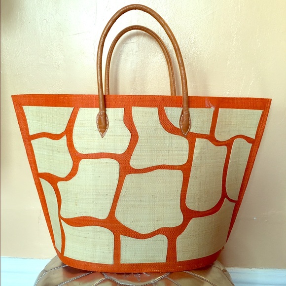 Natural Raffia Maxi Beach Tote🌸 Leather Handles