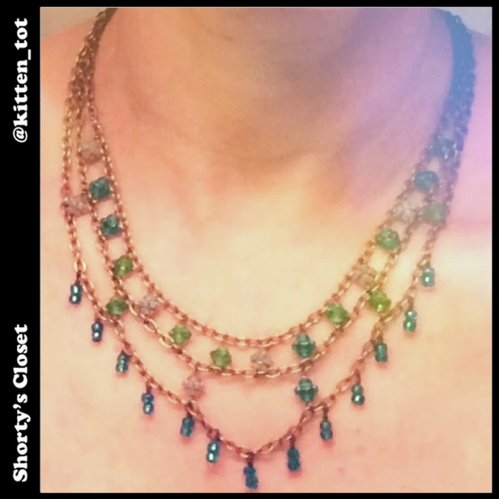 Brand new! Brass and glass bead necklace