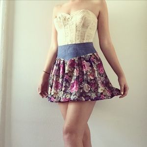 Urban renewal denim and floral skirt