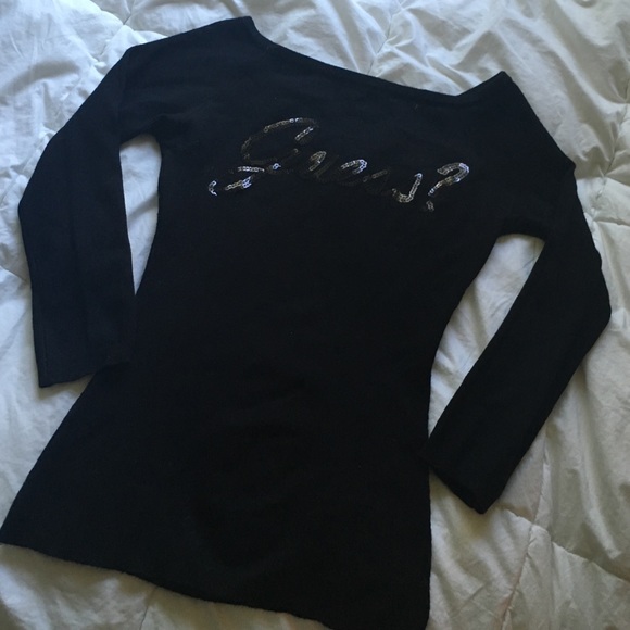 Guess Black Off Shoulder Sweater