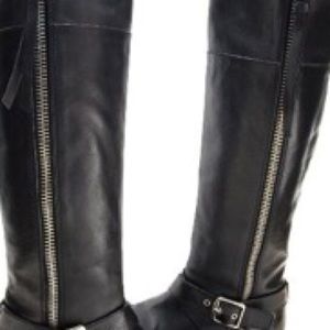 Coach, Jolene, black riding boot. Side zipper.