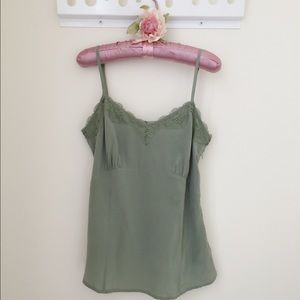 Olive green romantic top.
