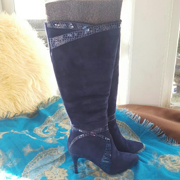 Impo Shoes - Blue faux suede boots