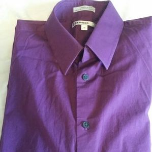 Men's Express Fitted Purple Dress shirt