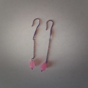 Pink bead drop earrings