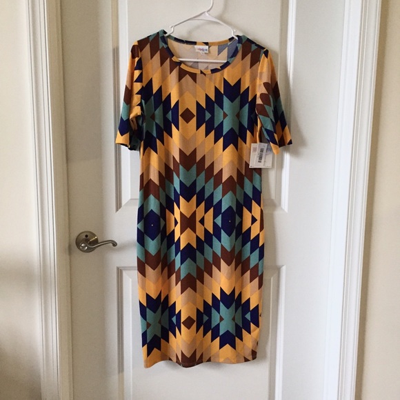 NWT Lularoe Julia dress in geometric pattern