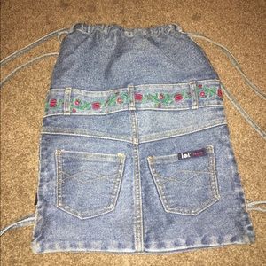 Denim drawstring backpack