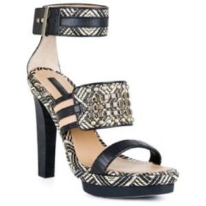 BCBG MAXAZRIA Verushka Studded Raffia Heels