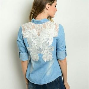 Light denim laced shirt