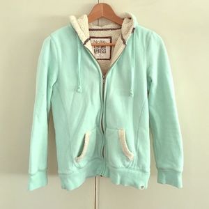 NOLLIE mint hoodie with faux sherpa lining