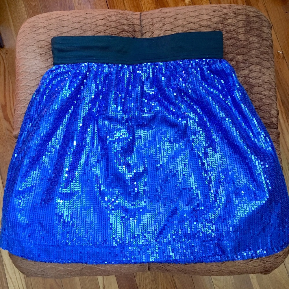 Sequined sexy mini skirt blue