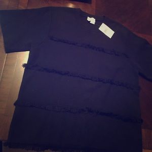 Kate Spade black fringed short sleeved shirt.