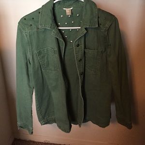 Green studded button up jacket